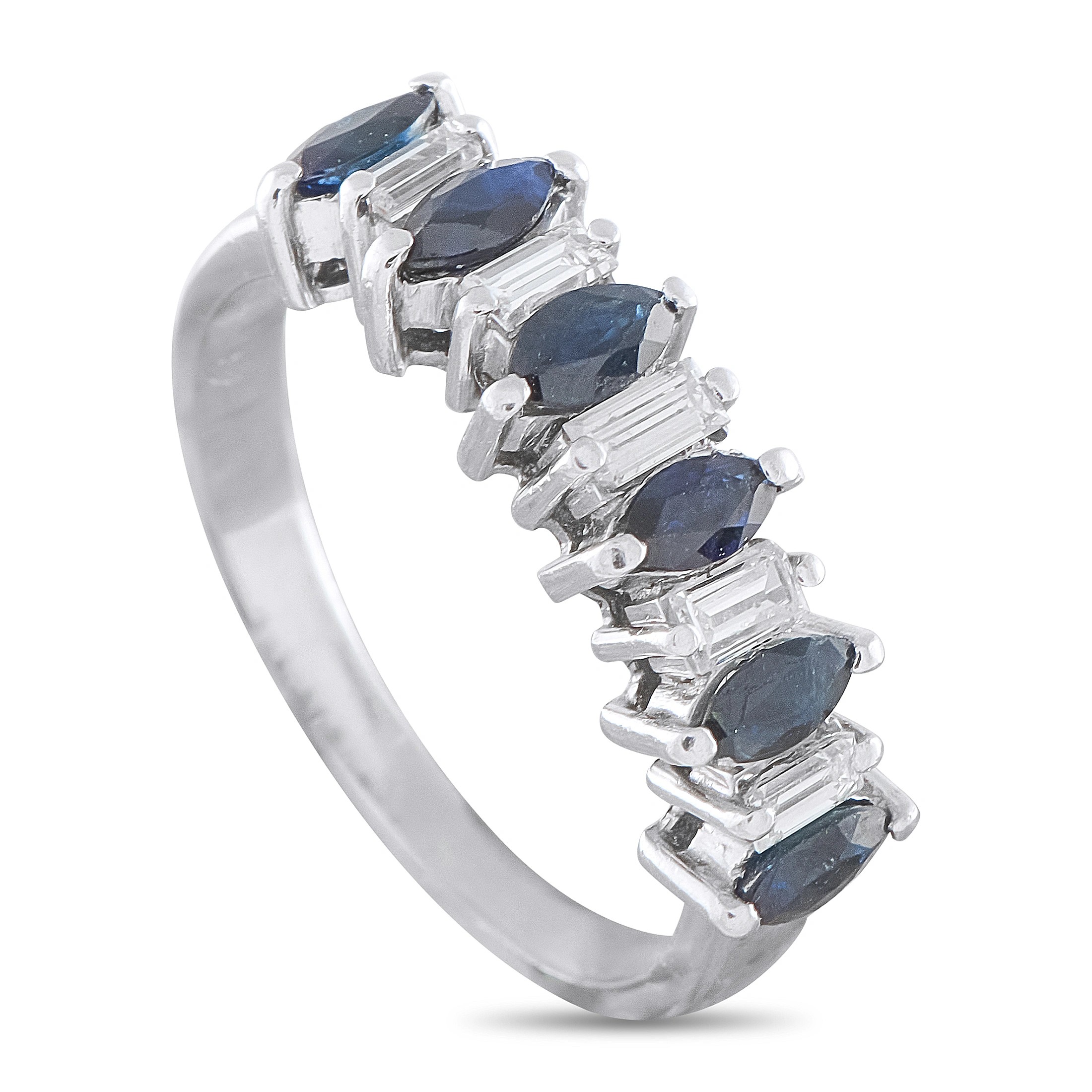 Platinum 0.25ct Diamond and Sapphire Ring