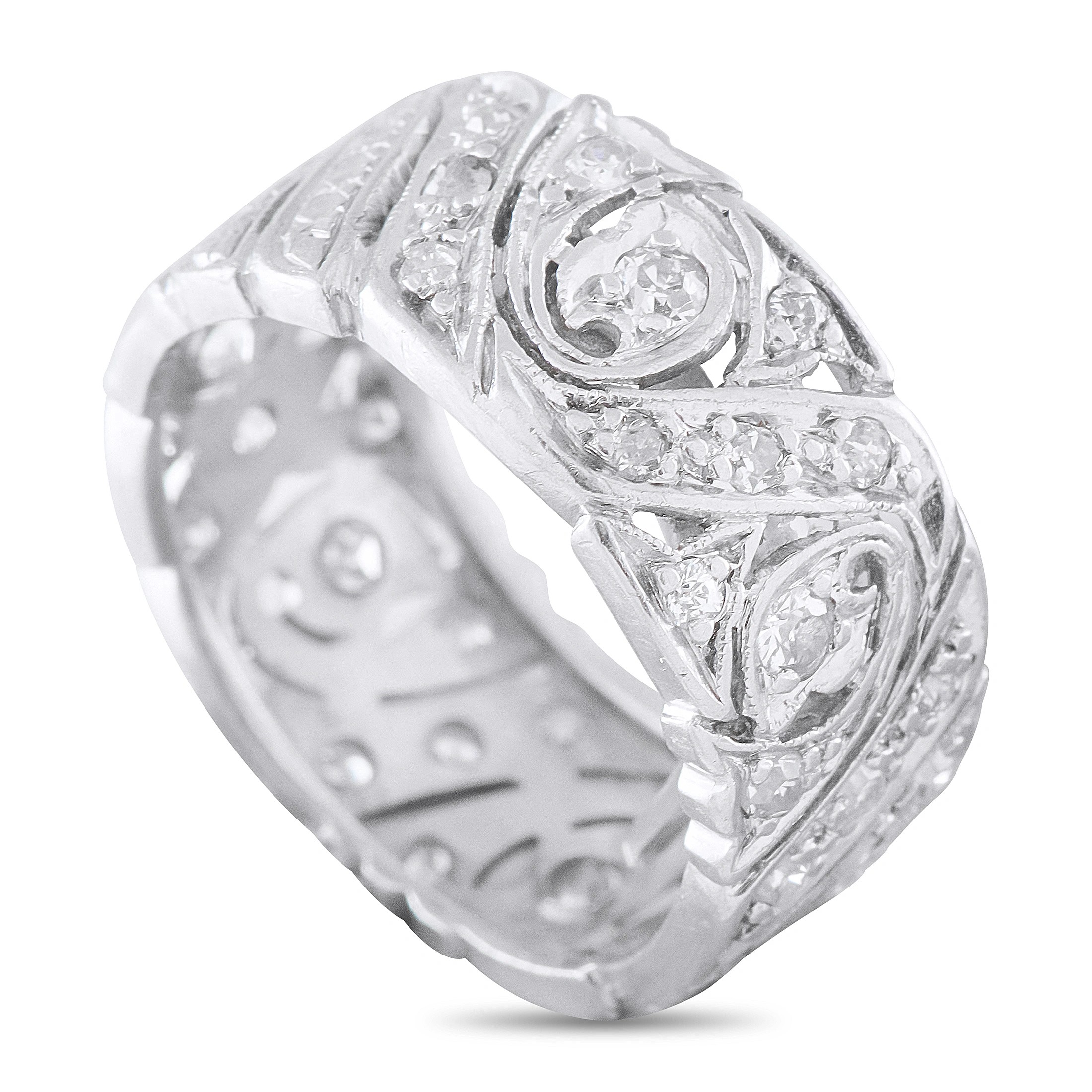 Platinum 0.50ct Diamond Filigree Band Ring