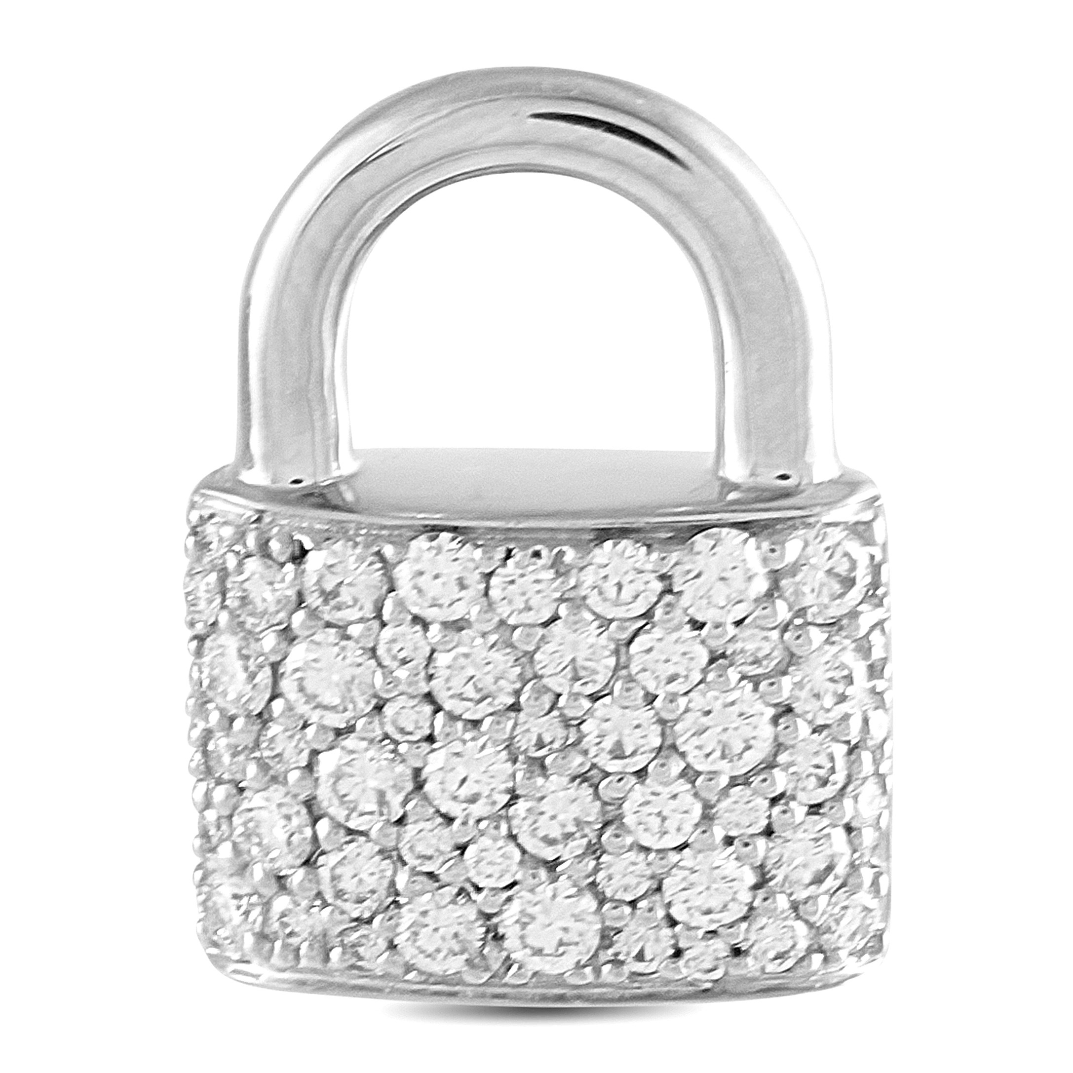 Tiffany & Co. 18K White Gold Diamond Lock Pendant TI10-101226