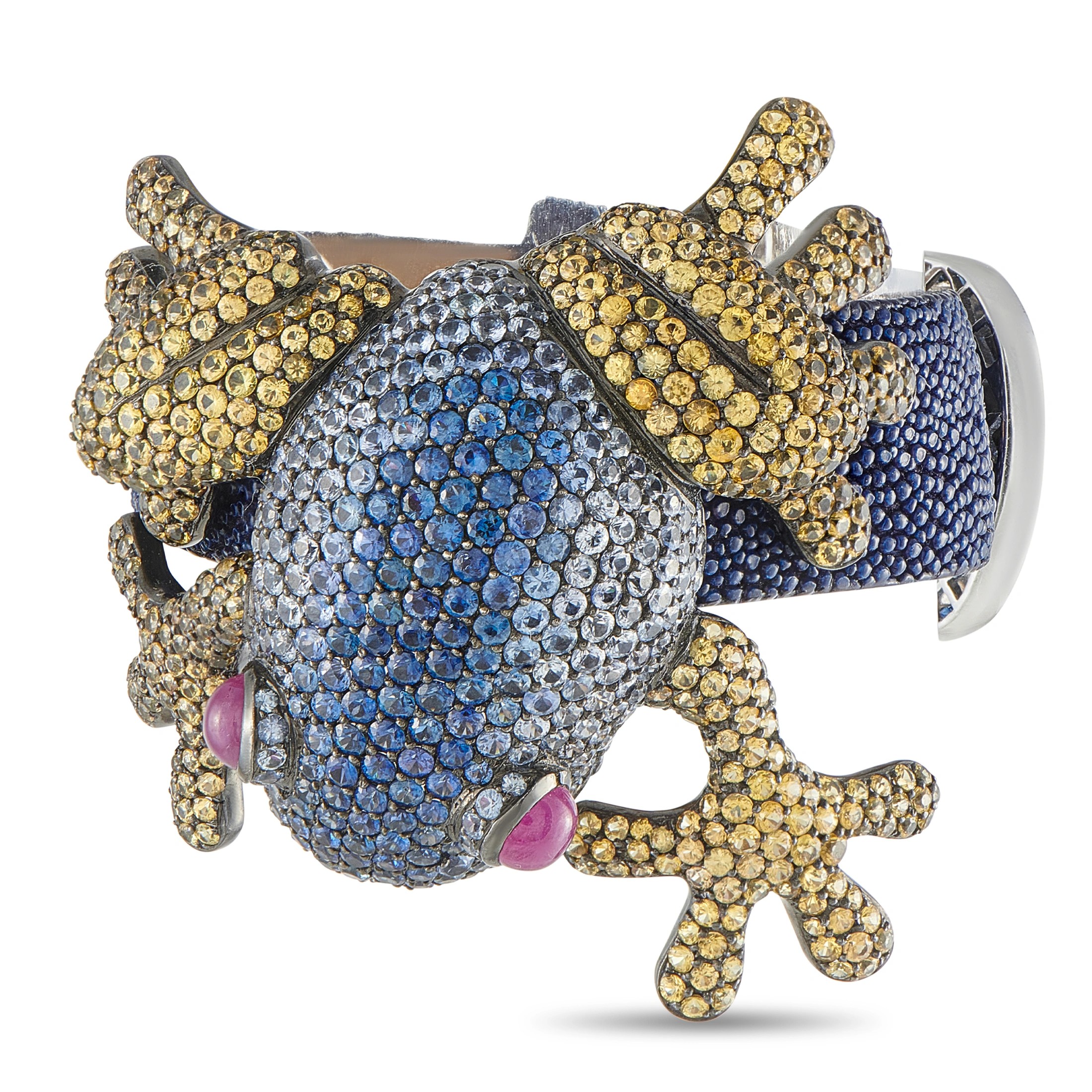 de Grisogono 18K White Gold Sapphire Frog Bracelet DG01-101526