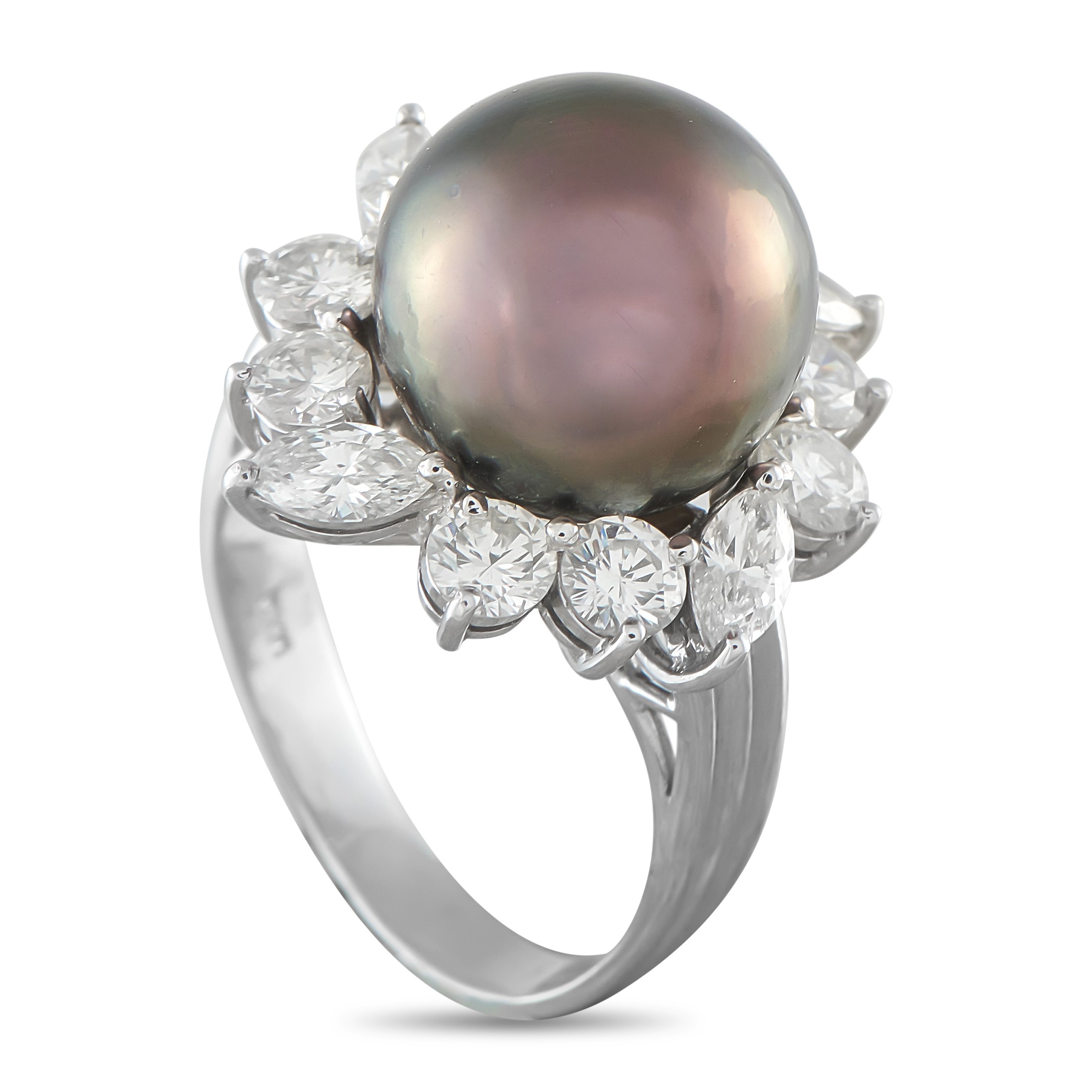 Platinum 1.80ct Diamond and Pearl Ring